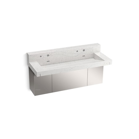 Kohler 60In Wall-Mount Trough Lavatory System With Backsplash In Pearl Jasmine 81027-BSS-KEP